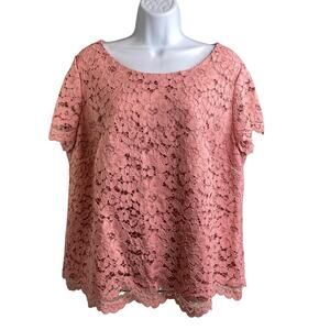 Talbots Women's Pink Floral Lace Top Size 16WP Fairy Feminine Romantic Boho